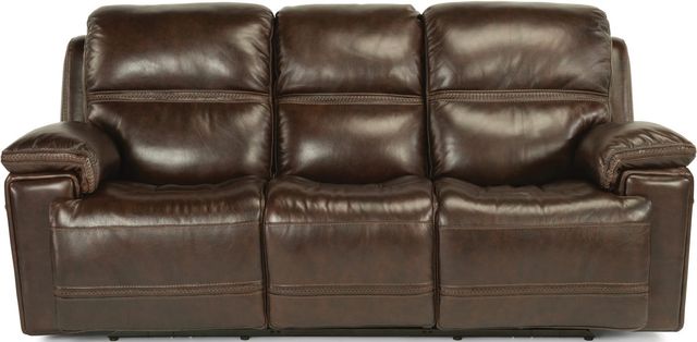 Flexsteel® Fenwick Dark Brown Power Reclining Sofa with Power Headrests-1