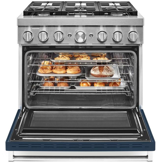 KitchenAid® 36" Ink Blue Commercial-Style Free Standing Dual Fuel Range 2