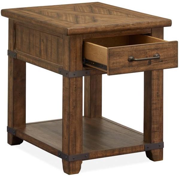 Magnussen® Home Chesterfield Farmhouse Timber Rectangular End Table 6