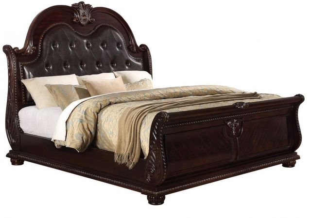 Crown Mark Stanley Cherry King Sleigh Bed-0