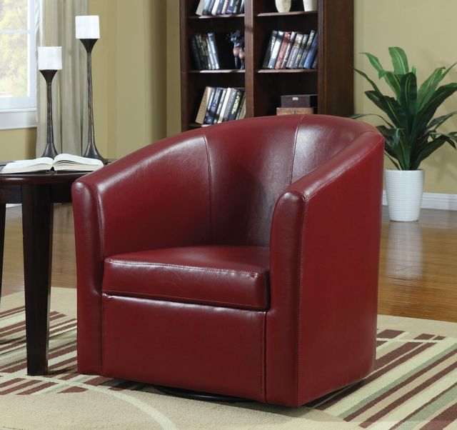 Coaster® Red Upholstery Sloped Arm Accent Swivel Chair 1
