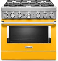 KitchenAid® 36" Yellow Pepper Commercial-Style Free Standing Dual Fuel Range