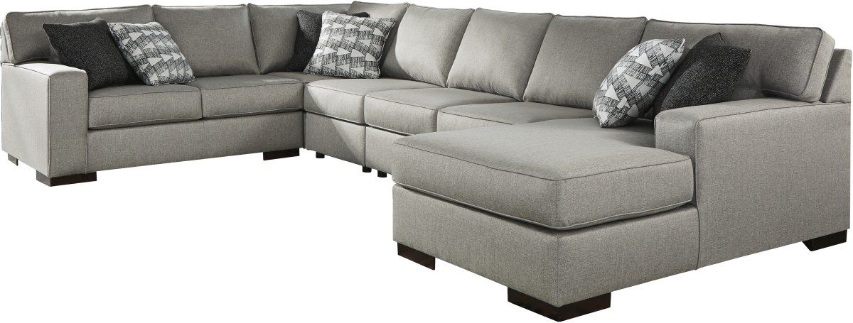 Benchcraft® Marsing Nuvella 5-Piece Slate Sectional with Chaise