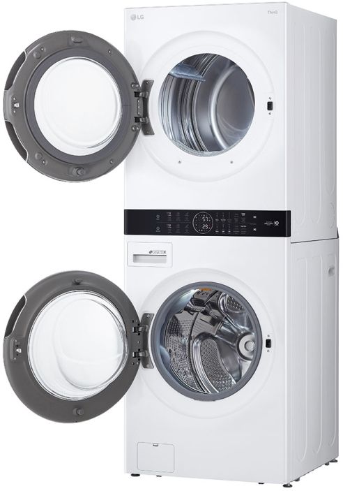 LG 4.5 Cu. Ft. Washer, 7.4 Cu. Ft. Electric Dryer White Front Load Stack Laundry-2