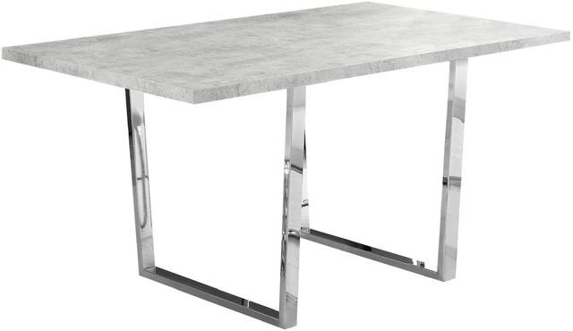 Monarch Specialties Inc. Grey Cement Top Dining Table with Chrome Base