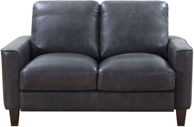 Leather Italia USA™ Georgetowne Chino Grey All Leather Loveseat-0