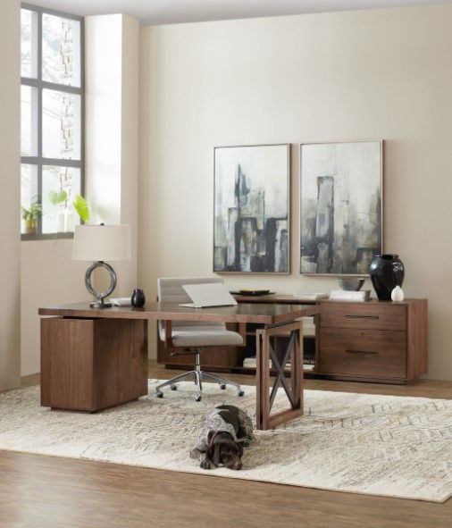 Hooker® Furniture Elon Crafty Cement/Medium Wood Swivel Desk Chair-2