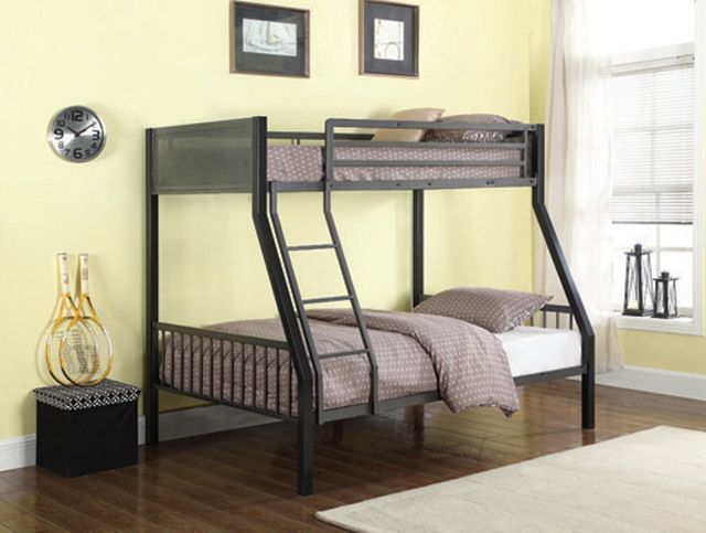 Coaster® Meyers Black And Gunmetal Twin Over Full Metal Bunk Bed-1