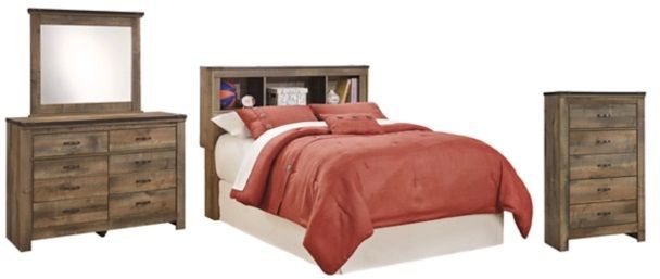 Signature Design by Ashley® Trinell 4-Piece Brown Full Bookcase Headboard Bedroom Set 0