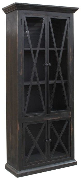 Cottage Creek Furniture Baillie Black/Distressed Brown Tint Showcase ...