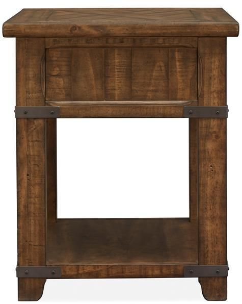 Magnussen® Home Chesterfield Farmhouse Timber Rectangular End Table 3