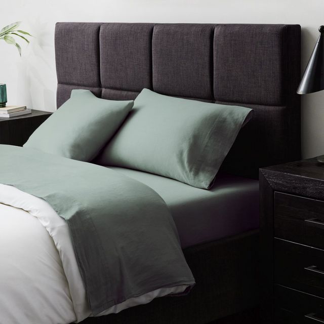 Malouf® Linen-Weave Cotton Sage King Pillowcases 6