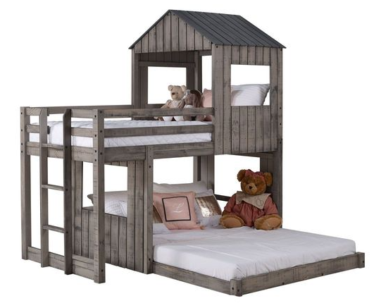 Donco Kids Rustic Dirty Gray Twin/Full Campsite Loft-0