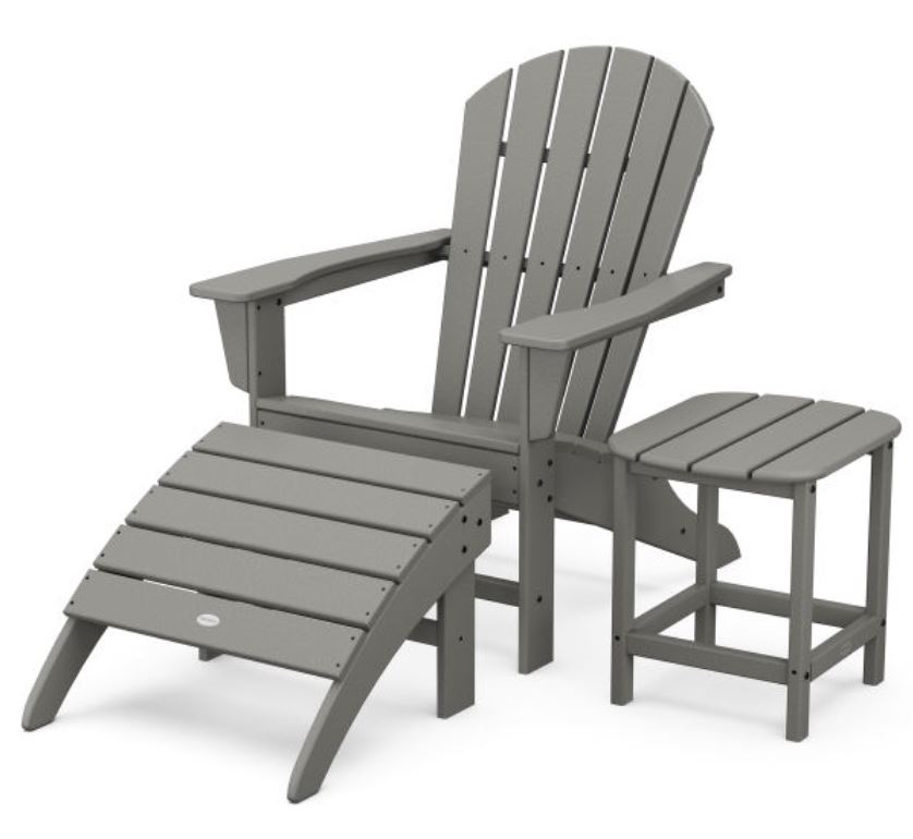 POLYWOOD South Beach 3 Piece Gray Adirondack Set Roby S Furniture   7da7f840 Cf7b 4a1a Abef 68c93f506766 