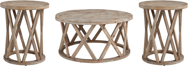 Signature Design by Ashley® Glasslore 3-Piece Light Grayish Brown Living Room Table Set 0