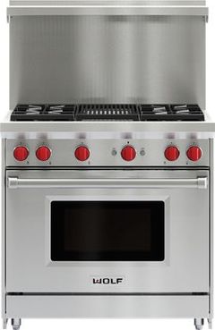 Wolf® 36" Stainless Steel Gas Range Riser with Shelf