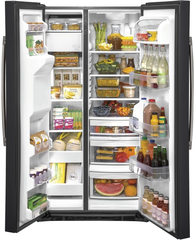 GE® 21.8 Cu. Ft. Black Slate Counter Depth Side-By-Side Refrigerator 3