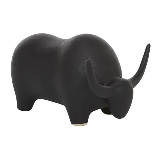 Uma Home Black Ceramic Bull Sculpture-0