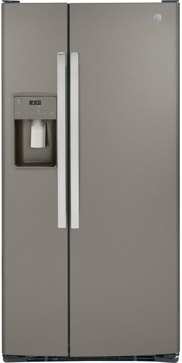 GE® 33 in. 23.0 Cu. Ft. Fingerprint Resistant Slate Side-by-Side Refrigerator