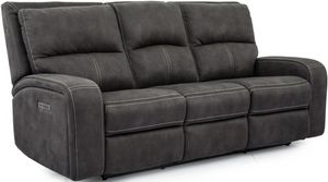 Cheers by Man Wah Charcoal Power Reclining Sofa with Power Headrest