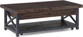 Flexsteel® Carpenter Black/Brown Rectangular Lift-Top Coffee Table with Casters