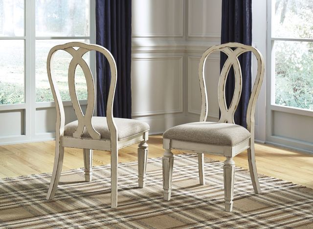 Signature Design by Ashley® Realyn Chipped White Dining Upholstered Side Chair 4