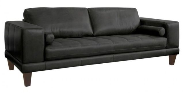 Armen Living Wynne Black Leather Sofa