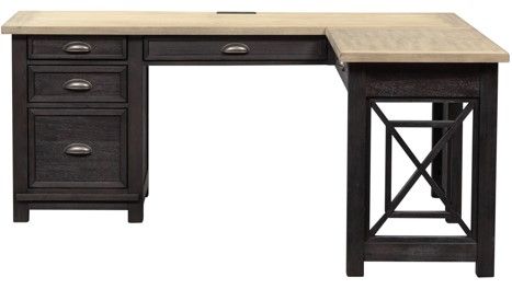 Liberty Furniture Heatherbrook 3 Piece Ash/Charcoal L Shaped Desk Set-1