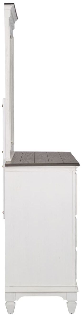 Liberty Furniture Allyson Park Wire Brushed White Dresser with Crown Mirror 2