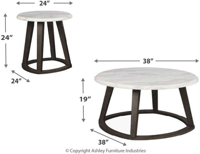 Tables d'appoint ronde 3 morceaux Luvini, blanc, Signature Design by Ashley® 3
