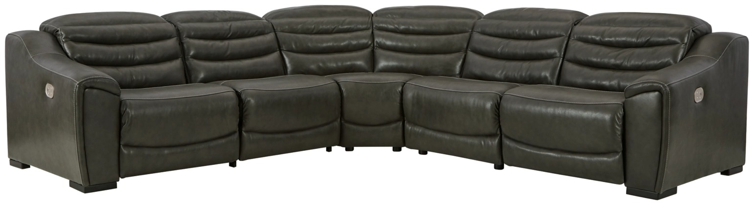 Signature Design by Ashley® Center Line 5-Piece Dark Gray Power Reclining Sectional