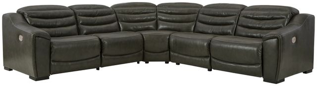 Signature Design by Ashley® Center Line 5-Piece Dark Gray Power Reclining Sectional-0