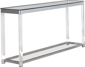 Coaster® Claude Chrome/Clear Sofa Table with Lower Shelf