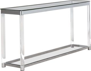 Coaster® Claude Chrome And Clear Sofa Table With Lower Shelf 