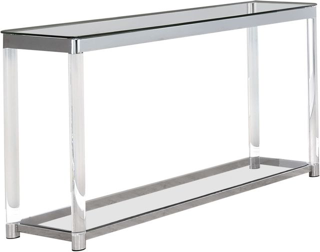 Coaster® Claude Chrome And Clear Sofa Table With Lower Shelf -0