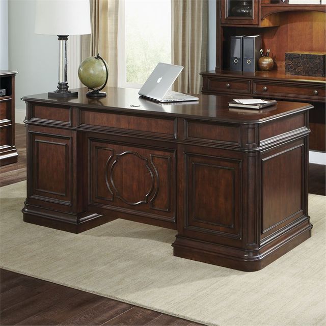 Liberty Furniture Brayton Manor Cognac Jr Executive Desk Base 7
