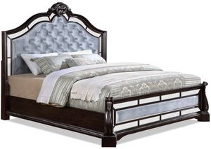 Crown Mark Bankston Brown/Gray King Upholstered Panel Bed