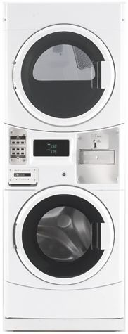 27" Commercial Energy Advantage Gas Stack Washer / Dryer / 3.2 cu. ft. Washer Capacity / 6 Wash Cycles / 6.7 cu. ft. Dryer Capacity /Micro Processor /  Coin Drop Included  / White 0
