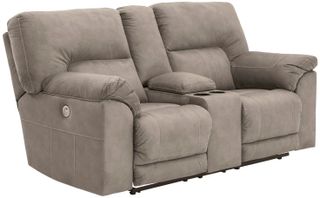 Benchcraft® Cavalcade Slate Power Reclining Loveseat with Console