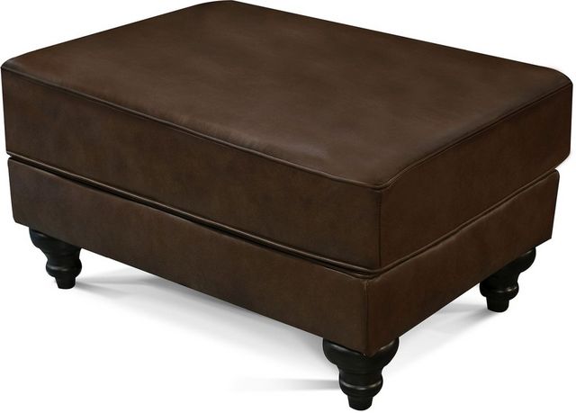 England Furniture Brooks Dark Brown Leather Ottoman-2