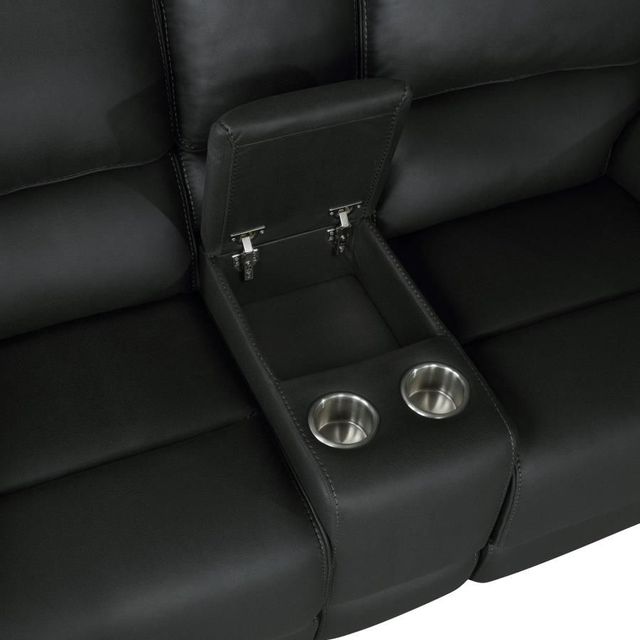 Coaster® Breton Dark Charcoal Reclining Upholstered Tufted Back Motion Loveseat 1