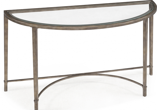 Magnussen Home® Copia Glass Top Demilune Sofa Table with Antiqued Silver/Gold Tint Base-0