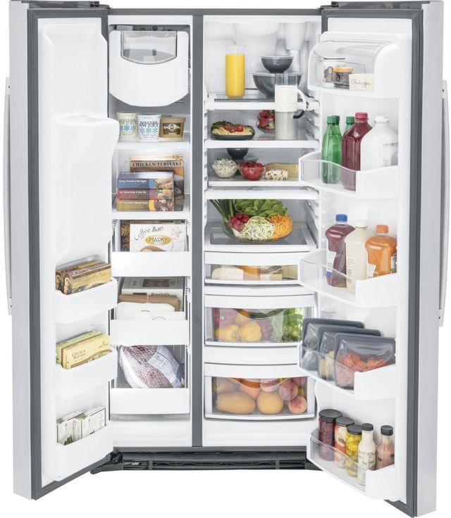 Ge Profile™ 253 Cu Ft Stainless Steel Side By Side Refrigerator Grand Appliance And Tv