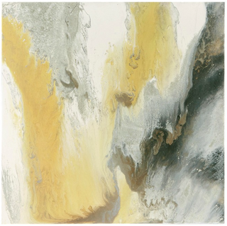 Olliix by Madison Park Blissful Yellow Abstract Gel Coat Canvas with Silver Foil Embellishment