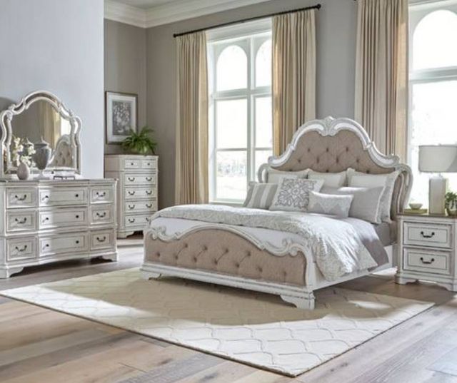 Liberty Magnolia Manor 5-Piece Antique White/Weathered Bark Queen Bedroom Set