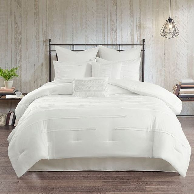 Olliix by 510 Design White Jenda 8 Piece Queen Comforter Set | Big ...