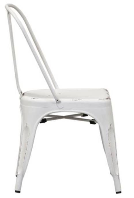 Liberty Vintage Antique White Distressed Metal Bow Back Side Chair-2