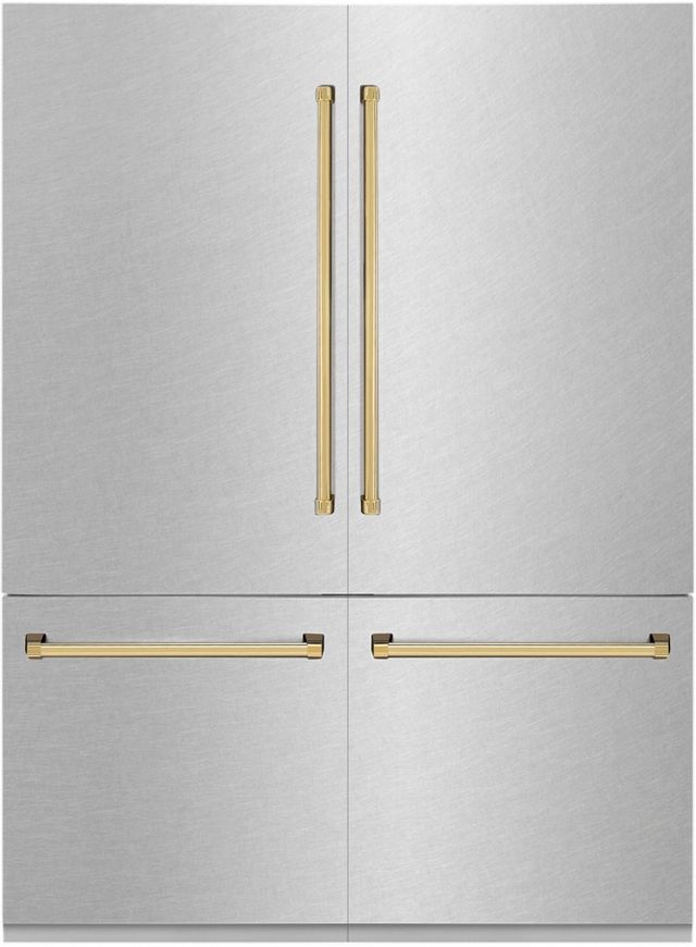 ZLINE Autograph Edition 32.2 Cu. Ft. DuraSnow® Stainless Steel Built In Counter Depth French Door Refrigerator 