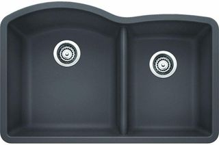 Blanco Diamond Cinder 32" Silgranit Granite Composite Undermount Double Bowl Kitchen Sink with 60/40 Split