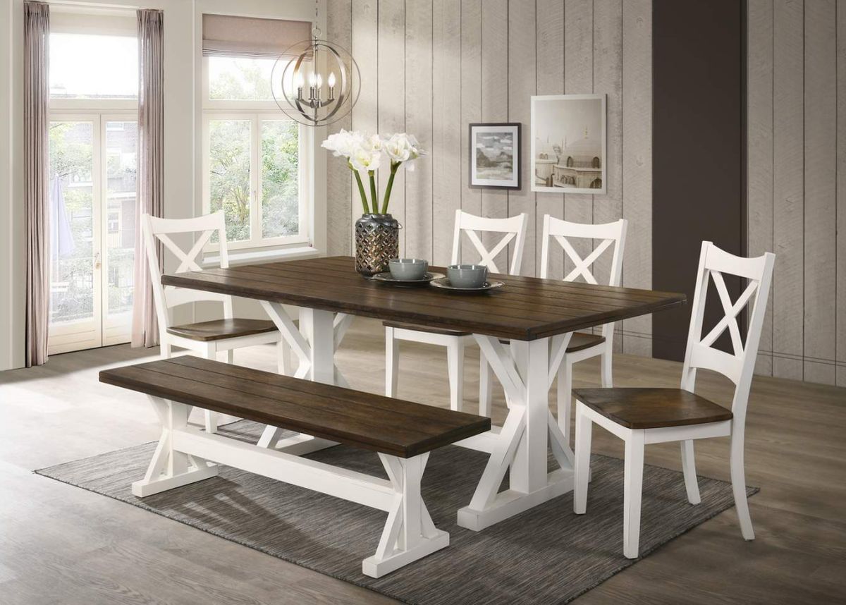 two tone dining bench